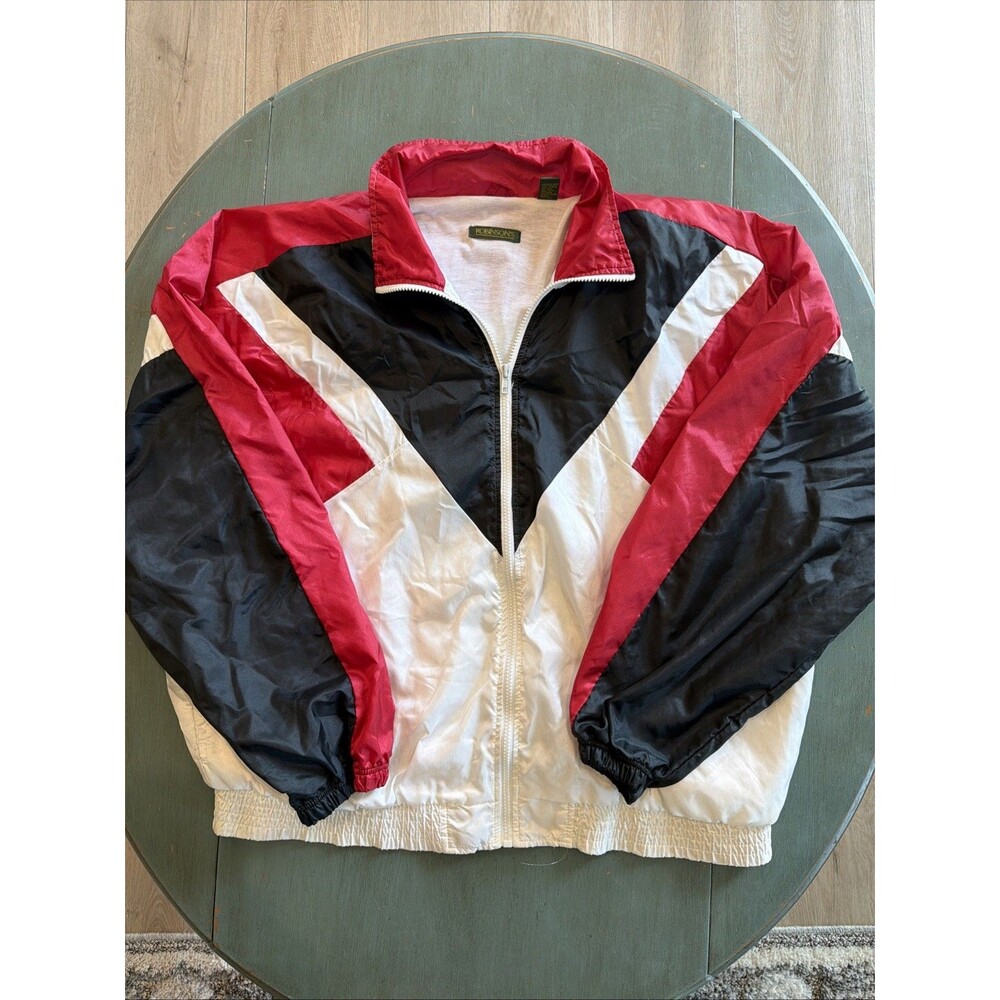 VTG 80s Robinsons Wind Sprinter Track Jacket Men’s L Geometric Colorblock Nylon